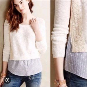 Anthropologie Cream Knit Layered Sweater